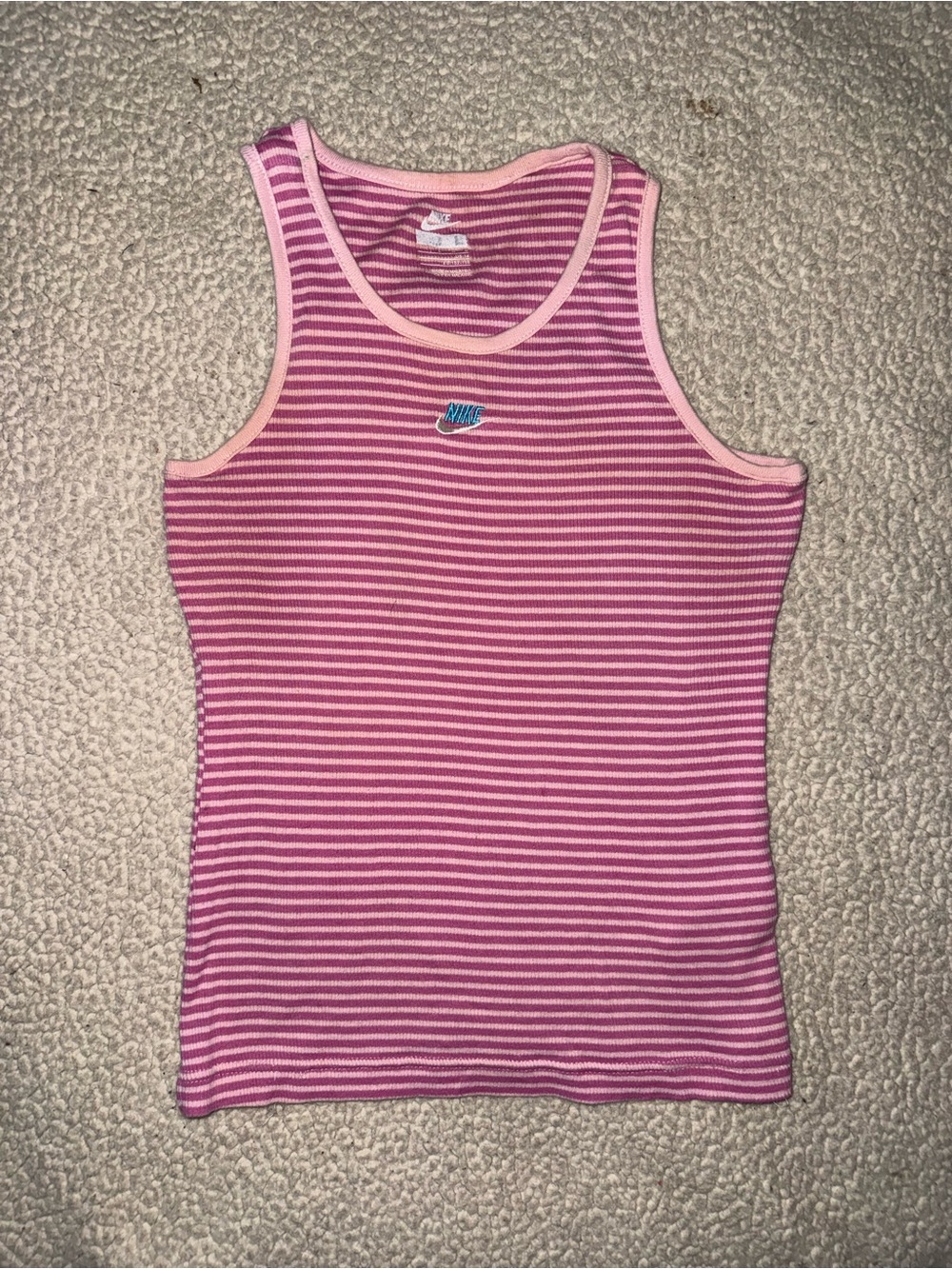 Nike Pink and White Striped Ribbed Tank